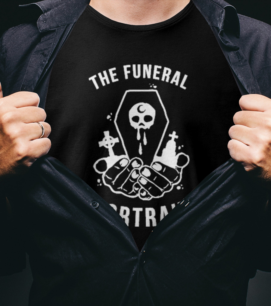 The Funeral Portrait Skull Coffin Hands Cross Black T-Shirt