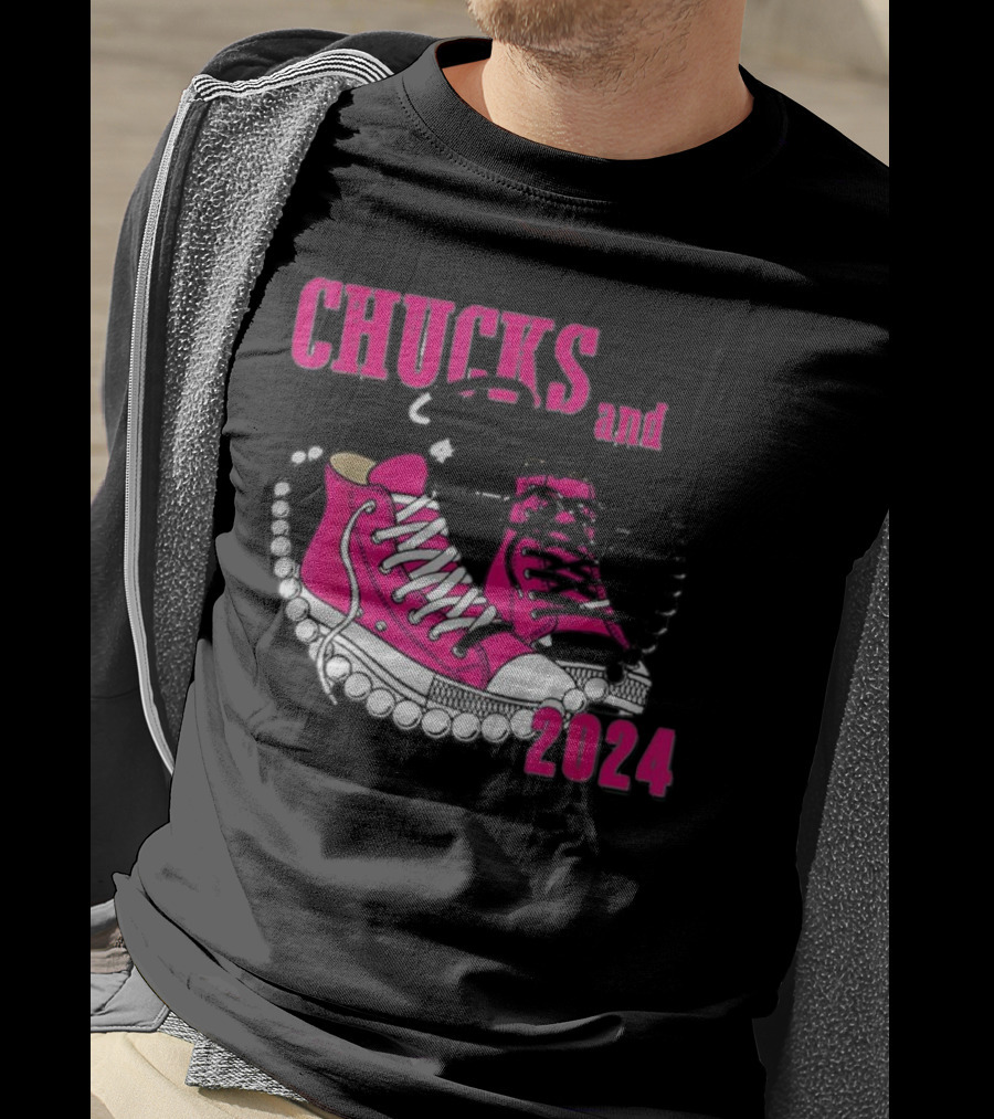 Chucks And Pearls Pink Sneakers T-Shirt
