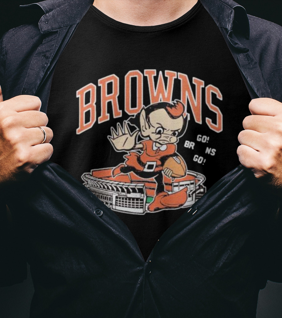 Browns Brownie Stiff Arm Go Go Brns Stadium T-Shirt