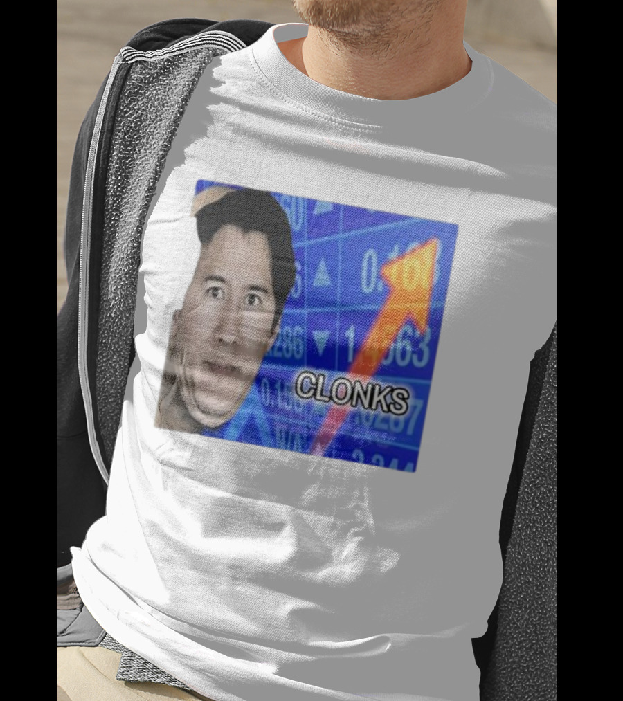 Cloak Oddly Specific Clonks Meme Face With Stock Market Arrow T-Shirt