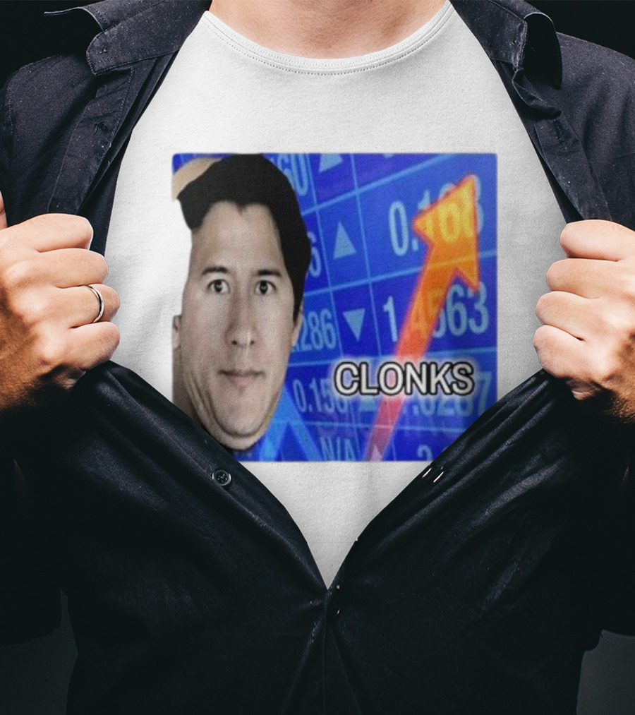 Cloak Oddly Specific Clonks Meme Face With Stock Market Arrow T-Shirt