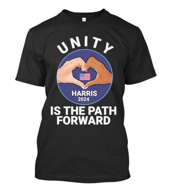 UNITY Harris 2024 Is The Path Forward Black And White Hand Heart T-Shirt