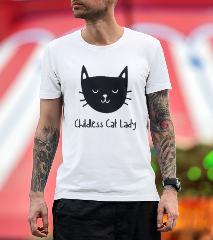 Childless Cat Lady Political Election Vote 2024 Cat Face T-Shirt