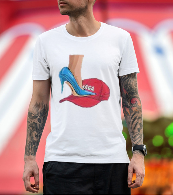 Premium T-Shirt: Kamala Harris Heels Crushing Red MAGA Hat T-Shirt Kamala Harris Heels Crushing Red MAGA Hat T-Shirt