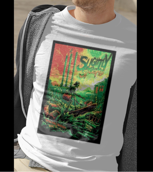 Slightly Stoopid Bend OR Tour August 18 2024 Surfing Skeleton Urban Landscape T-Shirt