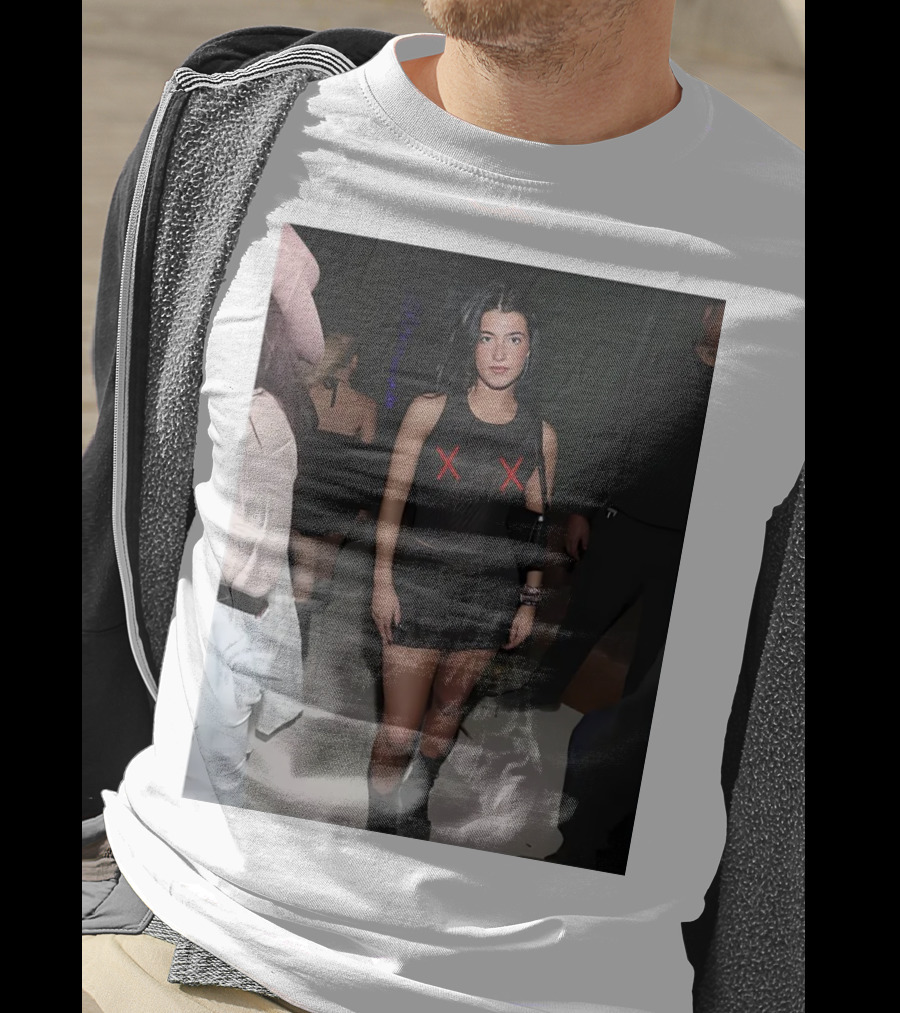 Charli D’Amelio Black Mesh Dress With Red X Details T-Shirt