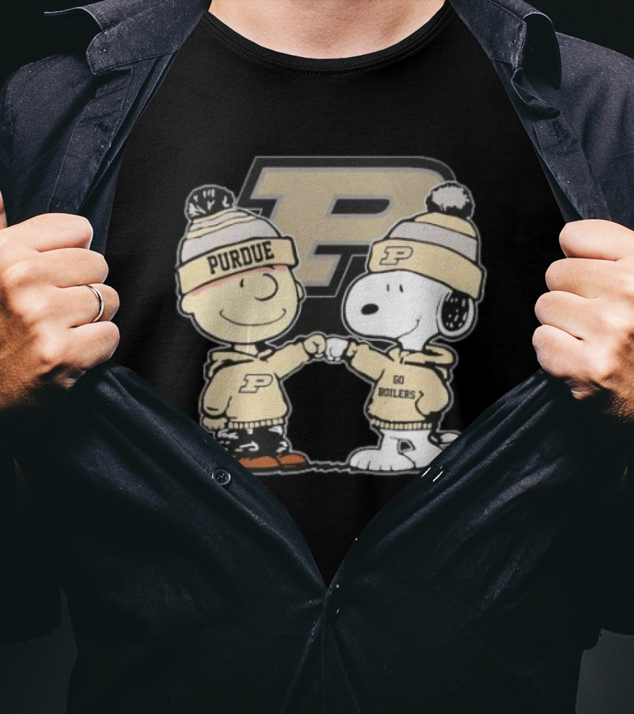 Charlie Brown Snoopy Purdue Boilermakers P Go Boilers T-Shirt