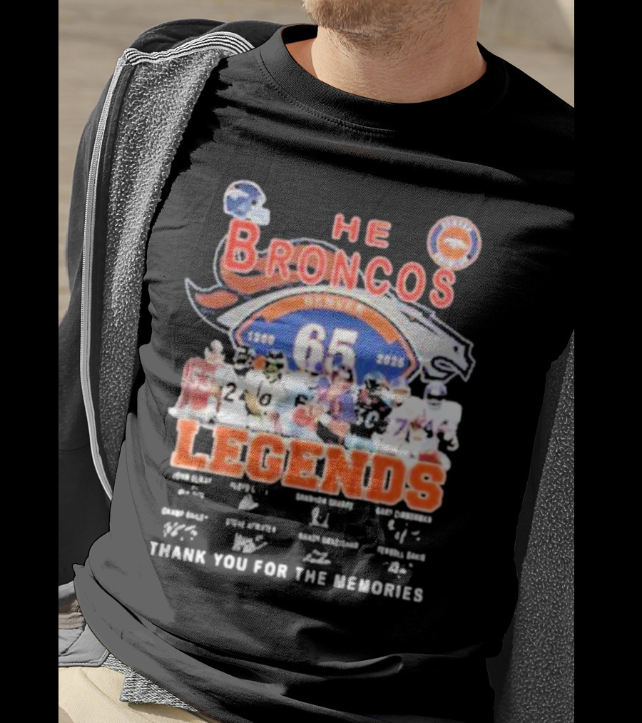 Denver Broncos 65 Year Legends 1960-2025 Thank You For The Memories T-Shirt