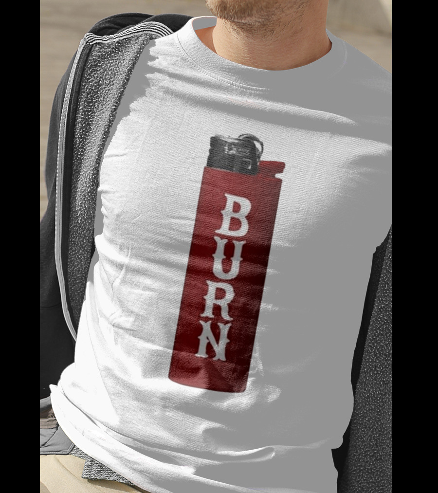 Eaj Burn Red Lighter Vertical Text T-Shirt