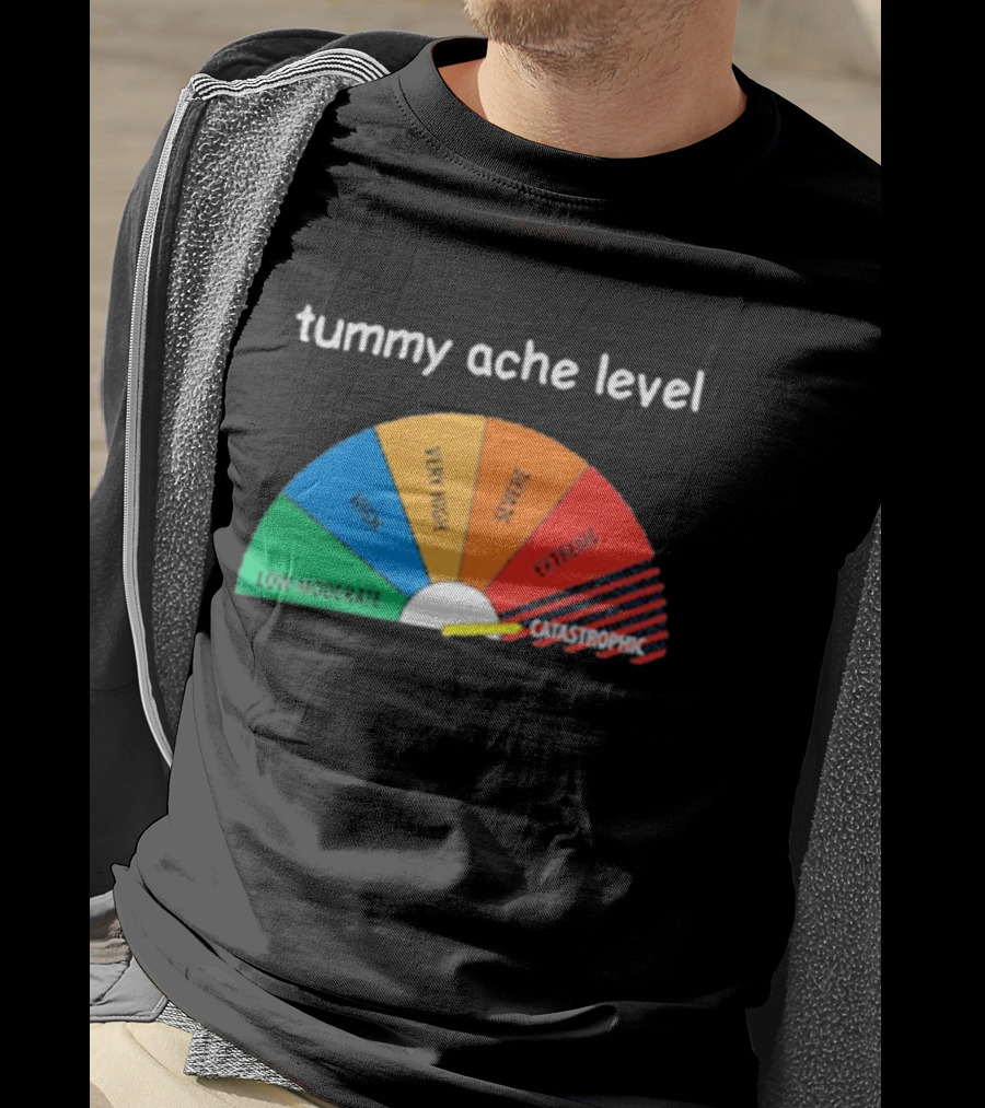 Tummy Ache Level Catastrophic Scale Low Moderate Severe Cringe T-Shirt