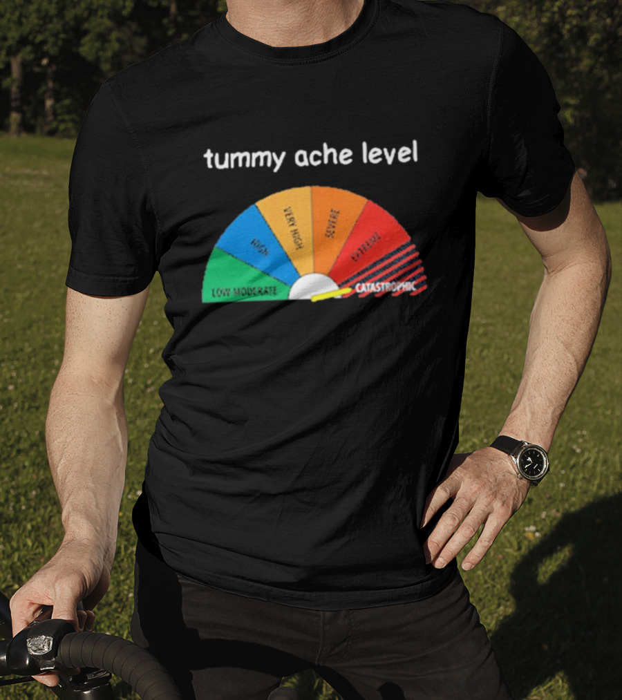 Tummy Ache Level Catastrophic Scale Low Moderate Severe Cringe T-Shirt