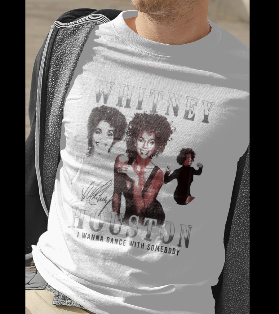 Whitney Houston I Wanna Dance With Somebody Vintage Portrait Signature T-Shirt