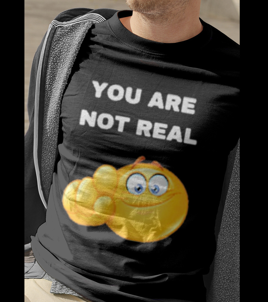 YOU ARE NOT REAL Smiling Emoji Pointing Finger T-Shirt