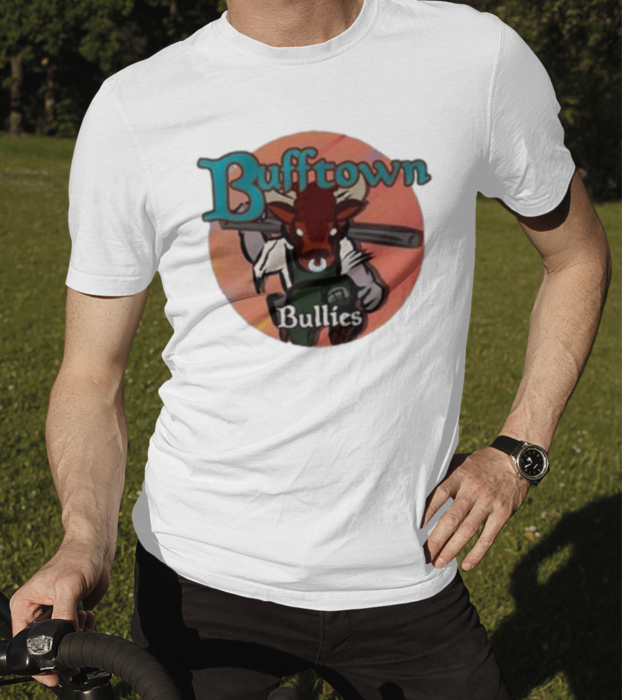 Bufftown Bullies Bull Character Holding Bat T-Shirt