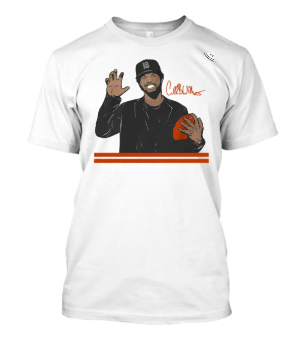 Caleb Williams Claw Pose Signature With Football And Cap Number 18 T-Shirt