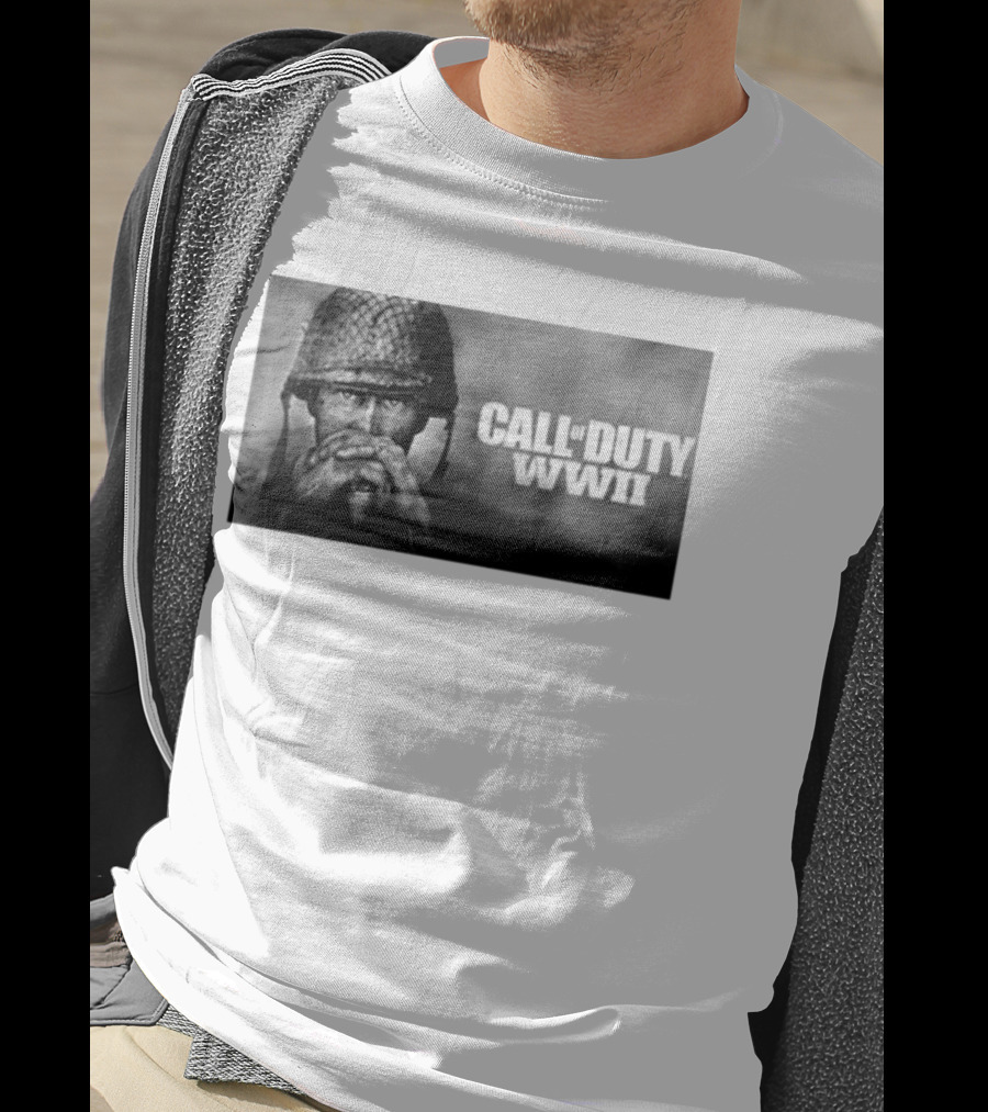 Call Of Duty WWII Soldier Image Black And White T-Shirt