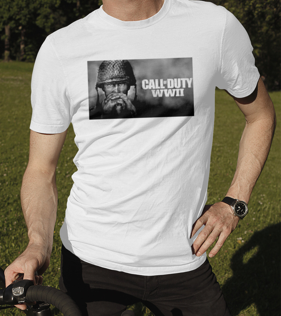 Call Of Duty WWII Soldier Image Black And White T-Shirt
