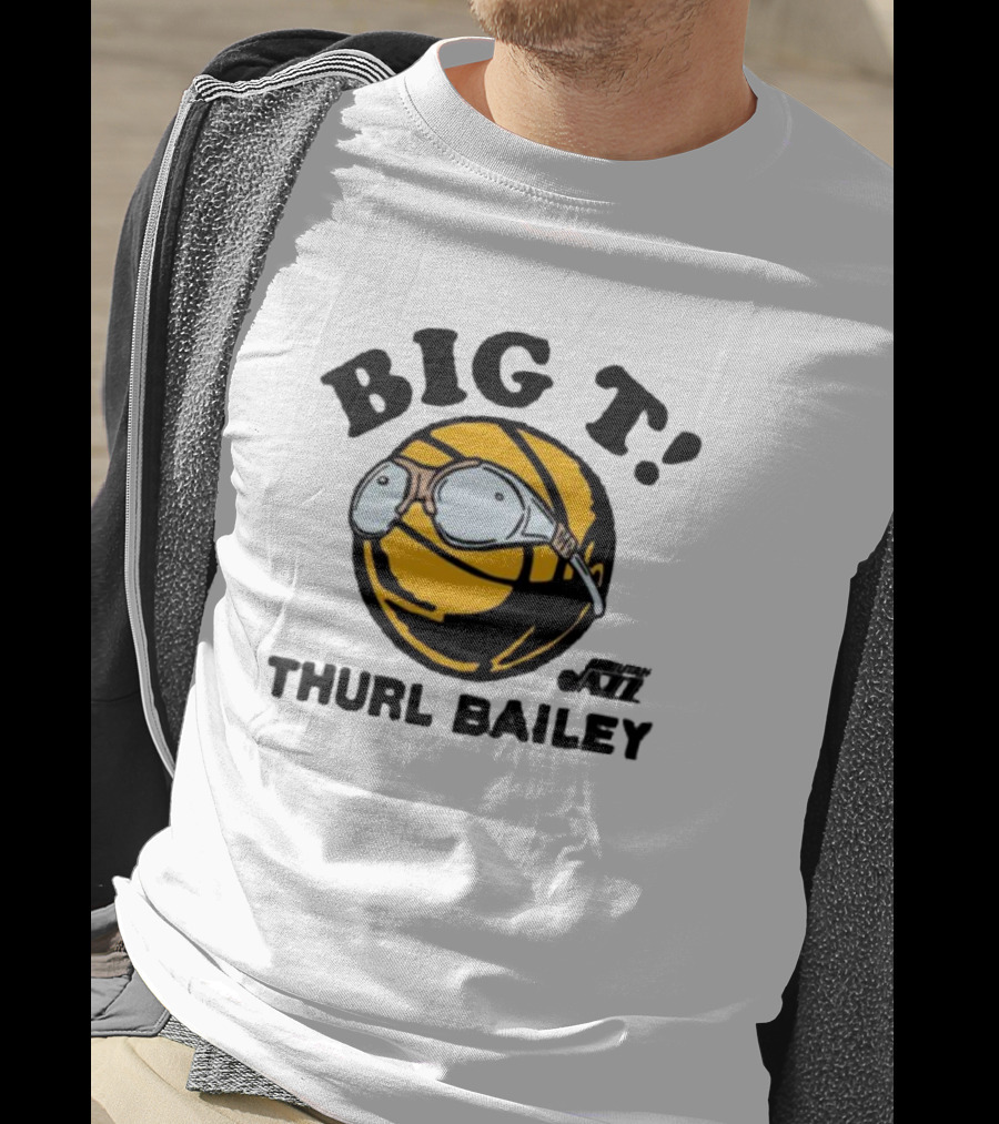 Big T Thurl Bailey Basketball Caricature With Glasses Utah Jazz T-Shirt