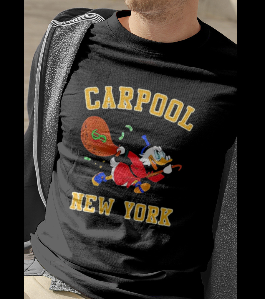 Carpool New York Scrooge McDuck Money Bag T-Shirt