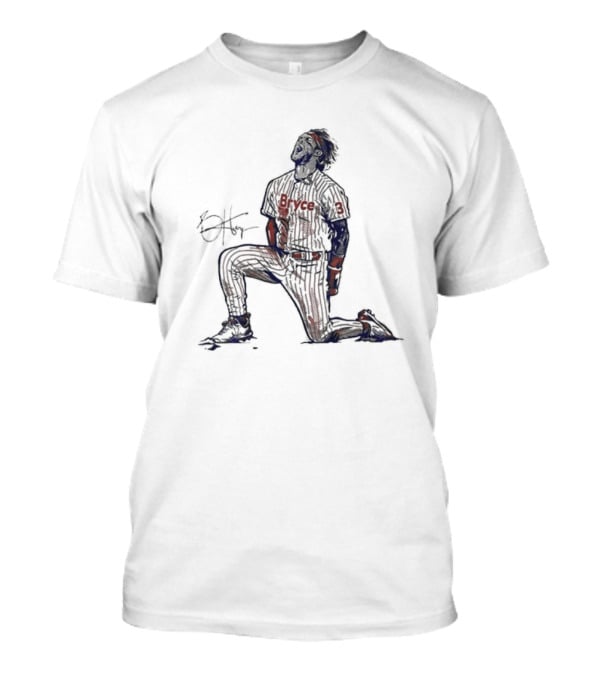 Bryce Harper Signature Pose Kneeling Baseball Star T-Shirt