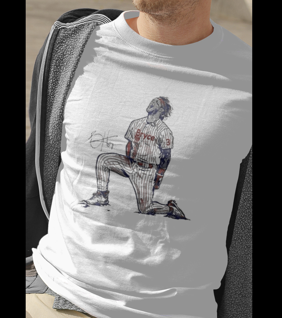 Bryce Harper Signature Pose Kneeling Baseball Star T-Shirt