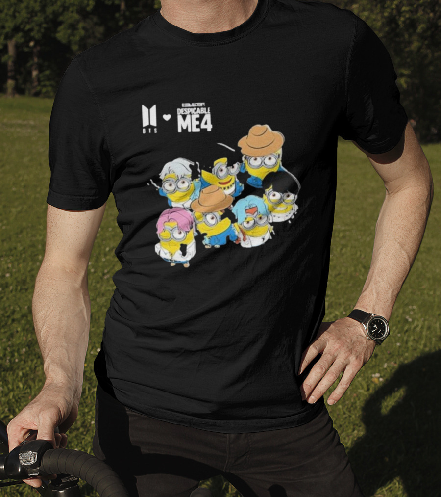 BTS Minions Collaboration Despicable Me 4 Characters Fashion Mashup T-Shirt