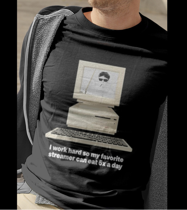 I Work Hard So My Favorite Streamer Can Eat 5X A Day Vintage Computer Retro Gamer Humor T-Shirt