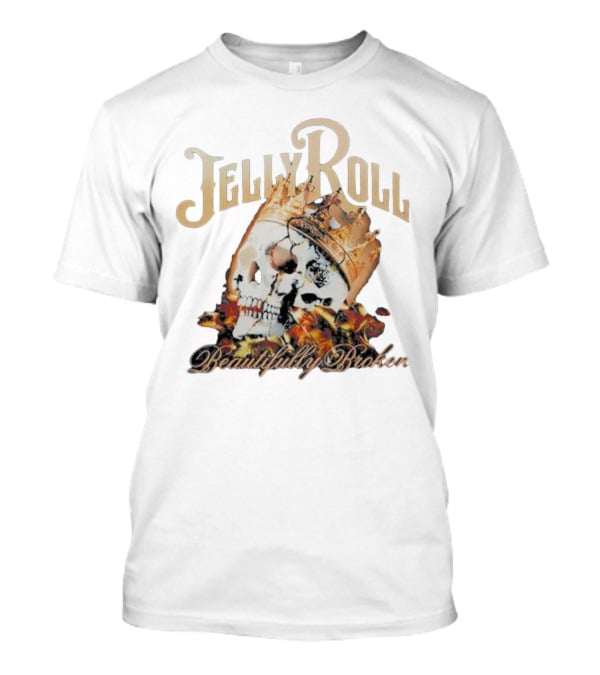 Jelly Roll Beautifully Broken Skull Crown Flame T-Shirt