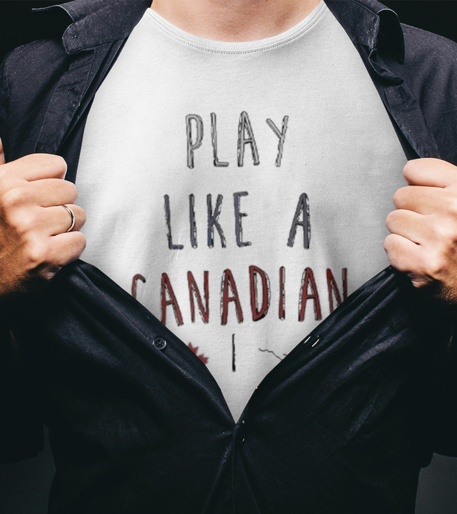 Play Like A Canadian Calgary Stampeders Maple Leaf Icon Football Team T-Shirt