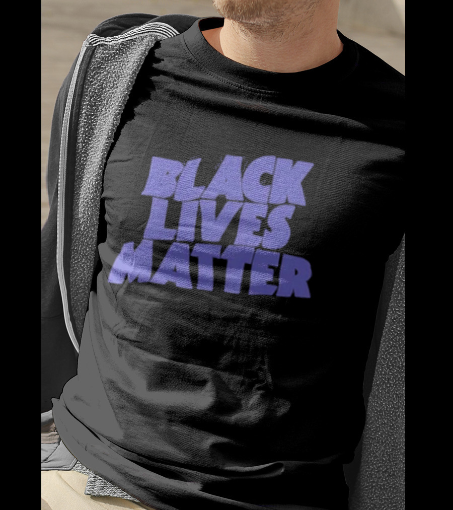 Black Lives Matter Black Tee Simple Blue Text T-Shirt