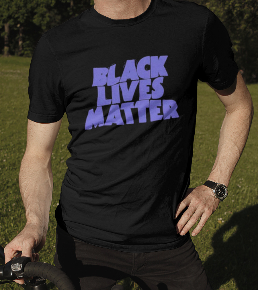 Black Lives Matter Black Tee Simple Blue Text T-Shirt