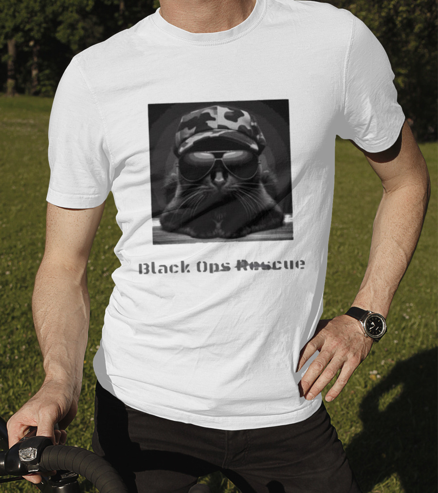 Black Ops Rescue Women’s Cat Military Style Camouflage Hat Sunglasses T-Shirt