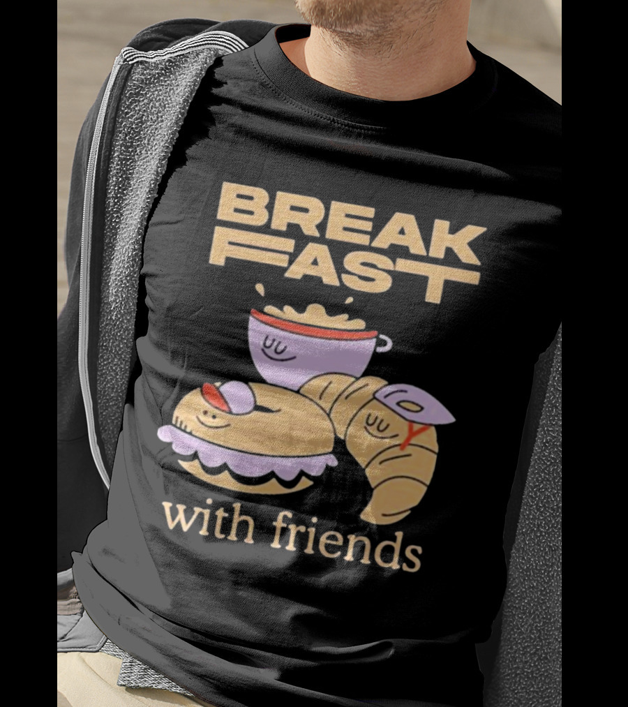 Breakfast With Friends Breakfast Racing Team Cup Croissant Bun T-Shirt