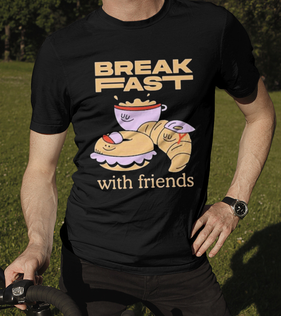 Breakfast With Friends Breakfast Racing Team Cup Croissant Bun T-Shirt