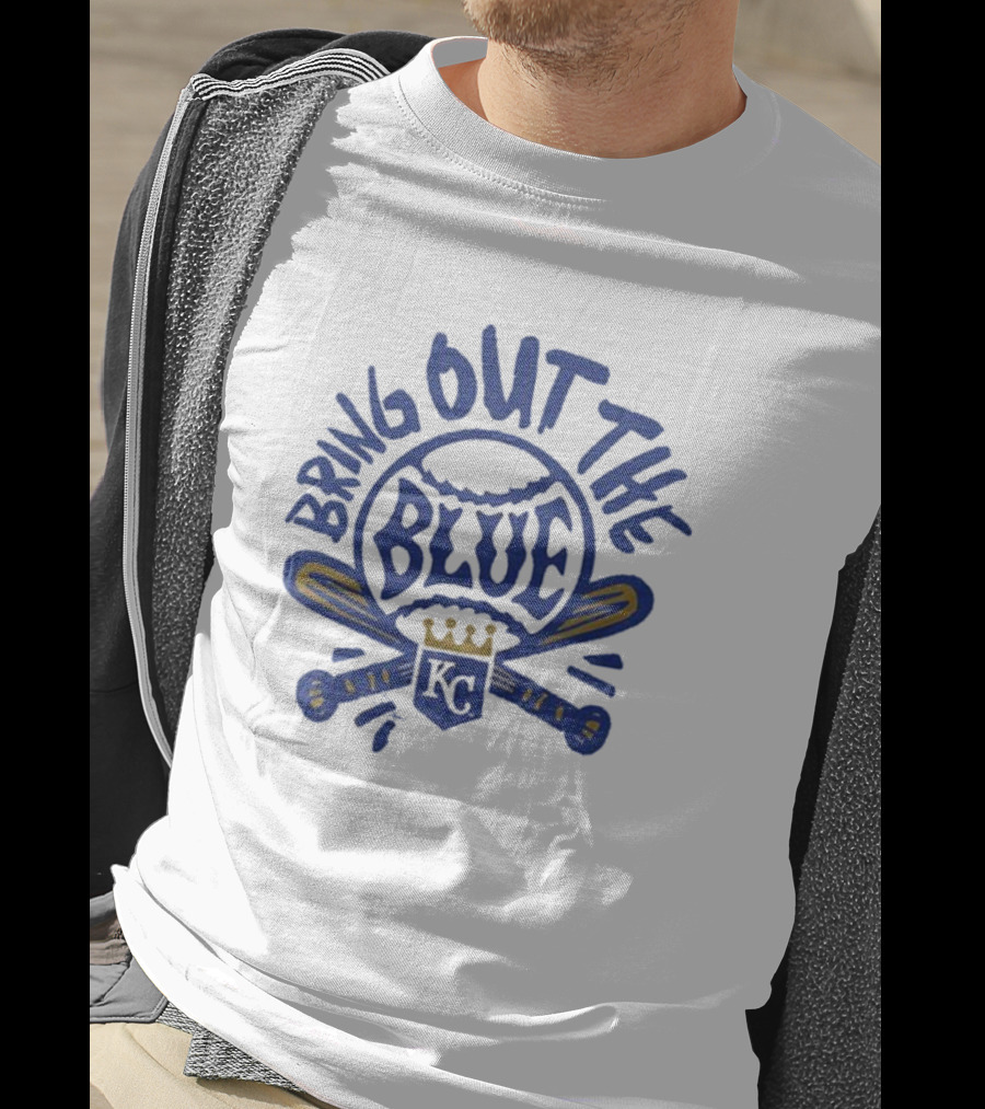 Bring Out The Blue KC Baseball Crown Bats T-Shirt