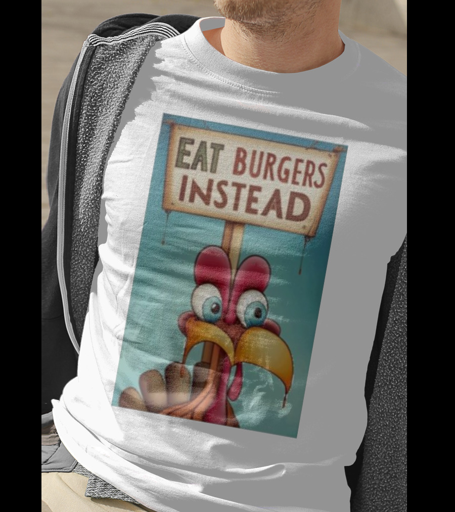 Eat Burgers Instead Funny Turkey Cartoon T-Shirt