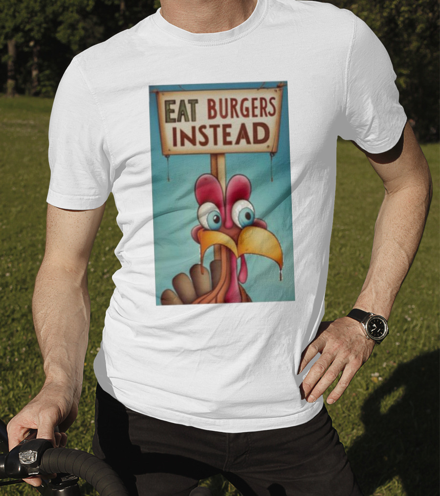 Eat Burgers Instead Funny Turkey Cartoon T-Shirt