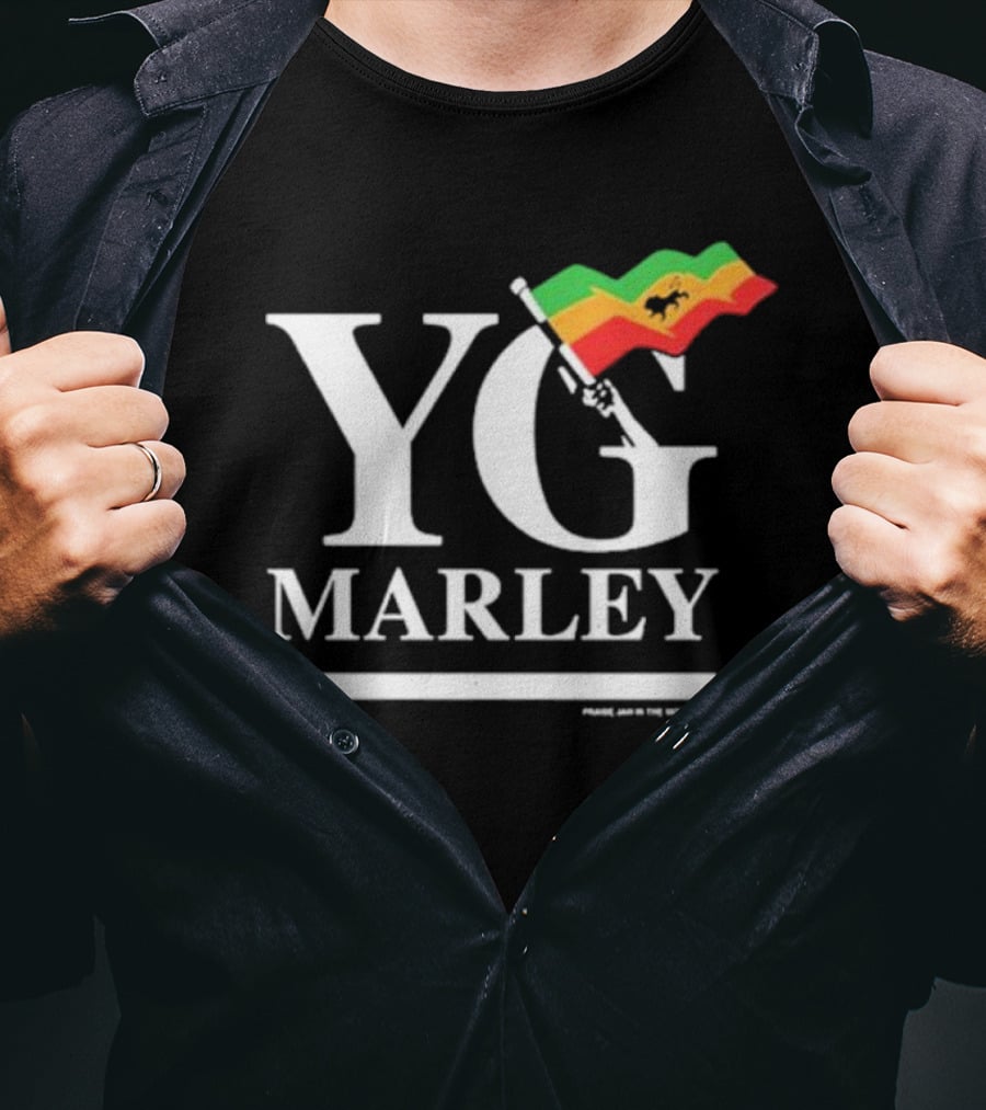 YG Marley Flag Emancipate Yourself Praise Jah In The Moonlight T-Shirt