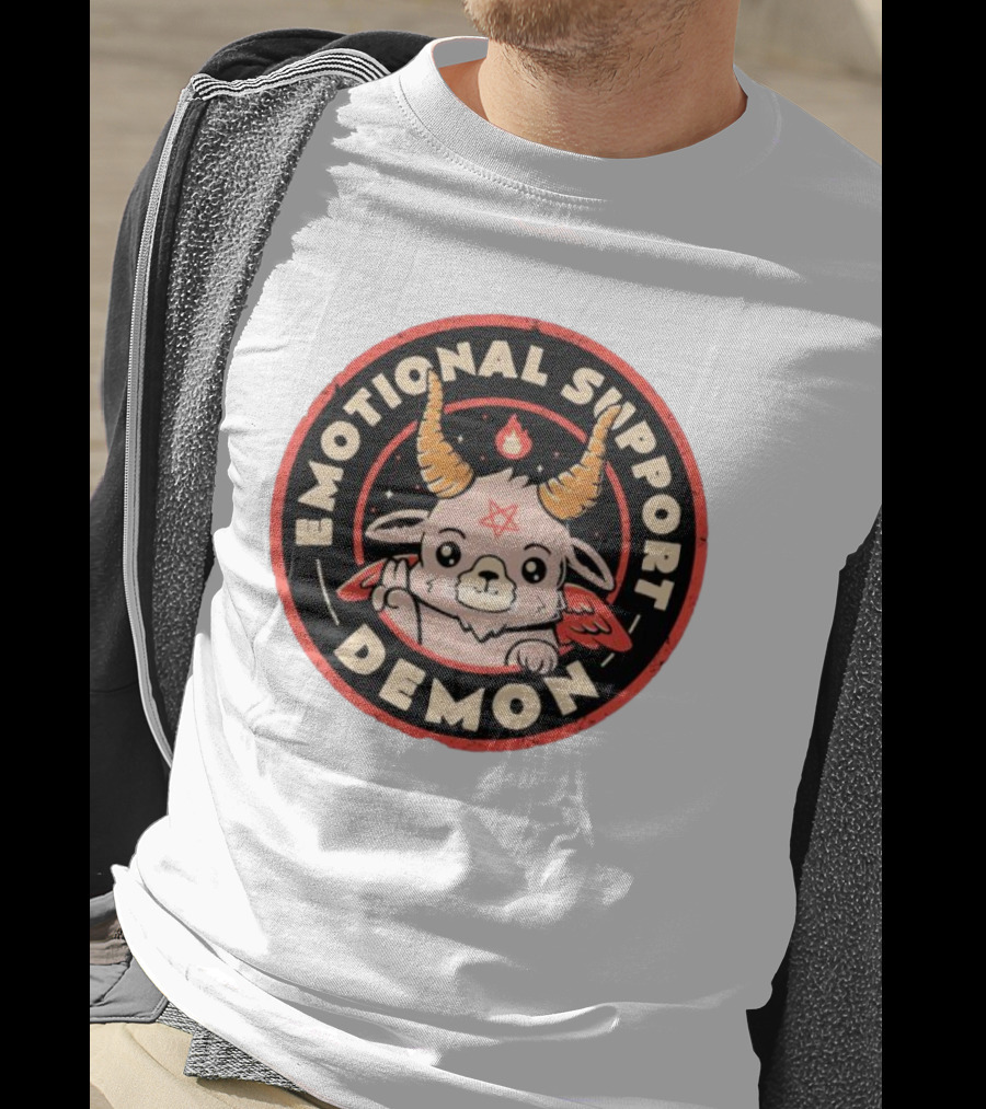 Emotional Support Demon Cute Devil Goat With Wings And Fire T-Shirt