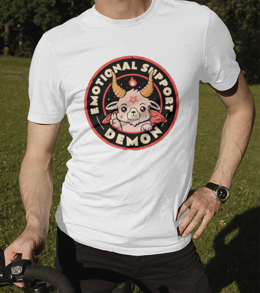 Emotional Support Demon Cute Devil Goat With Wings And Fire T-Shirt