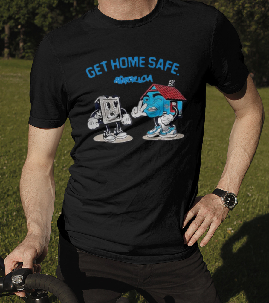 Get Home Safe America Hollyhood Baybay Cartoon House And Block Characters T-Shirt