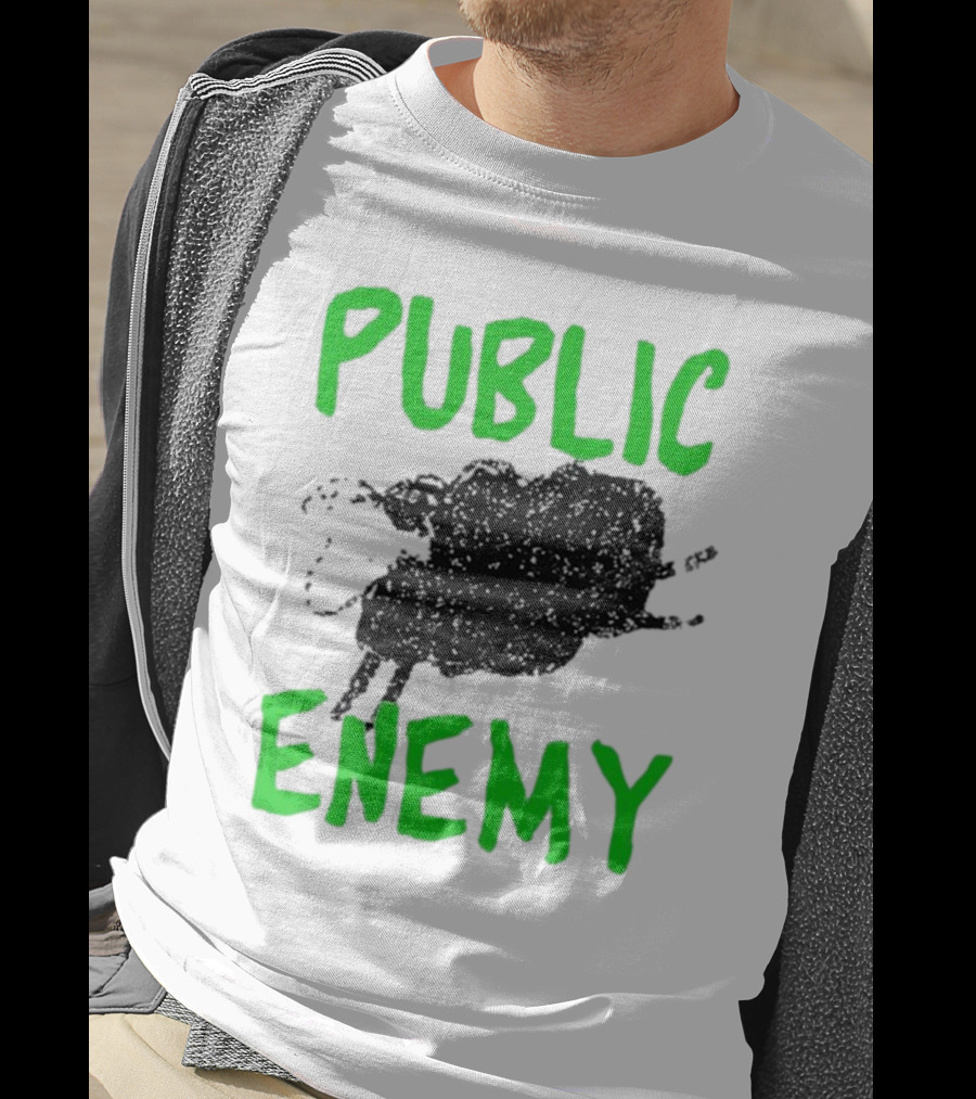 Public Enemy Sheep Black And Green Text T-Shirt