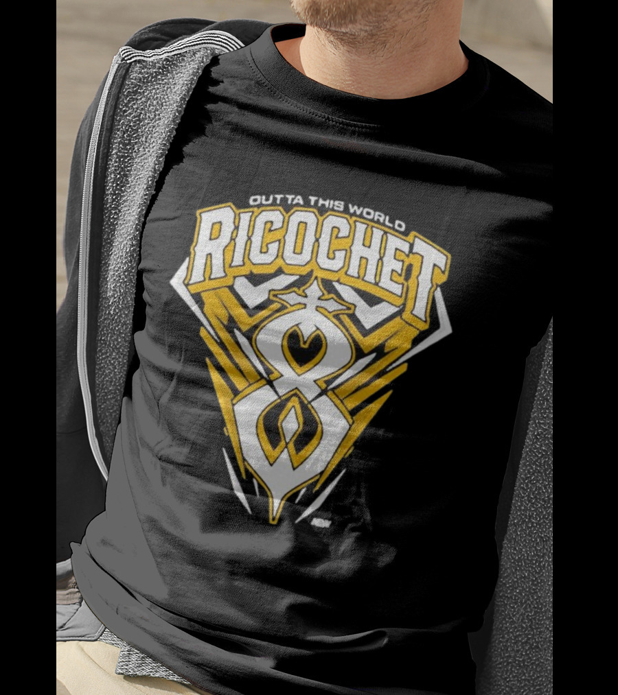 Outta This World Ricochet AEW Logo Yellow Black T-Shirt