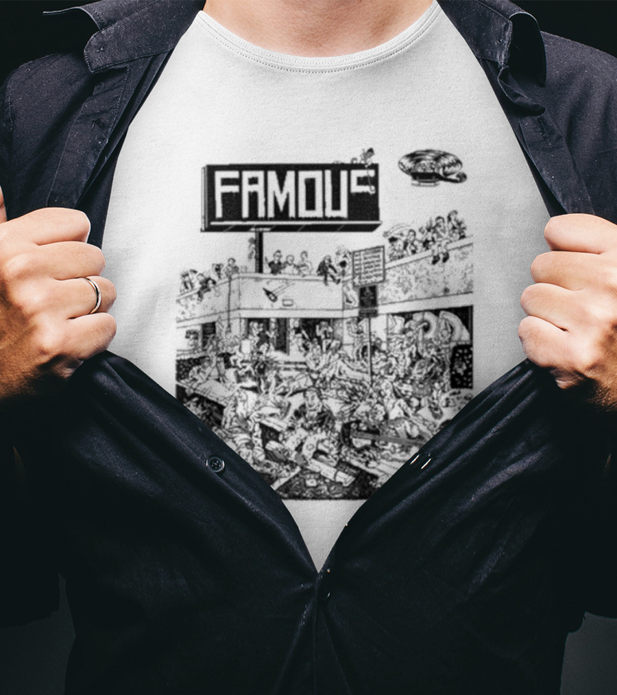 Famous Stars Chaos Scene In Urban Streetscape T-Shirt