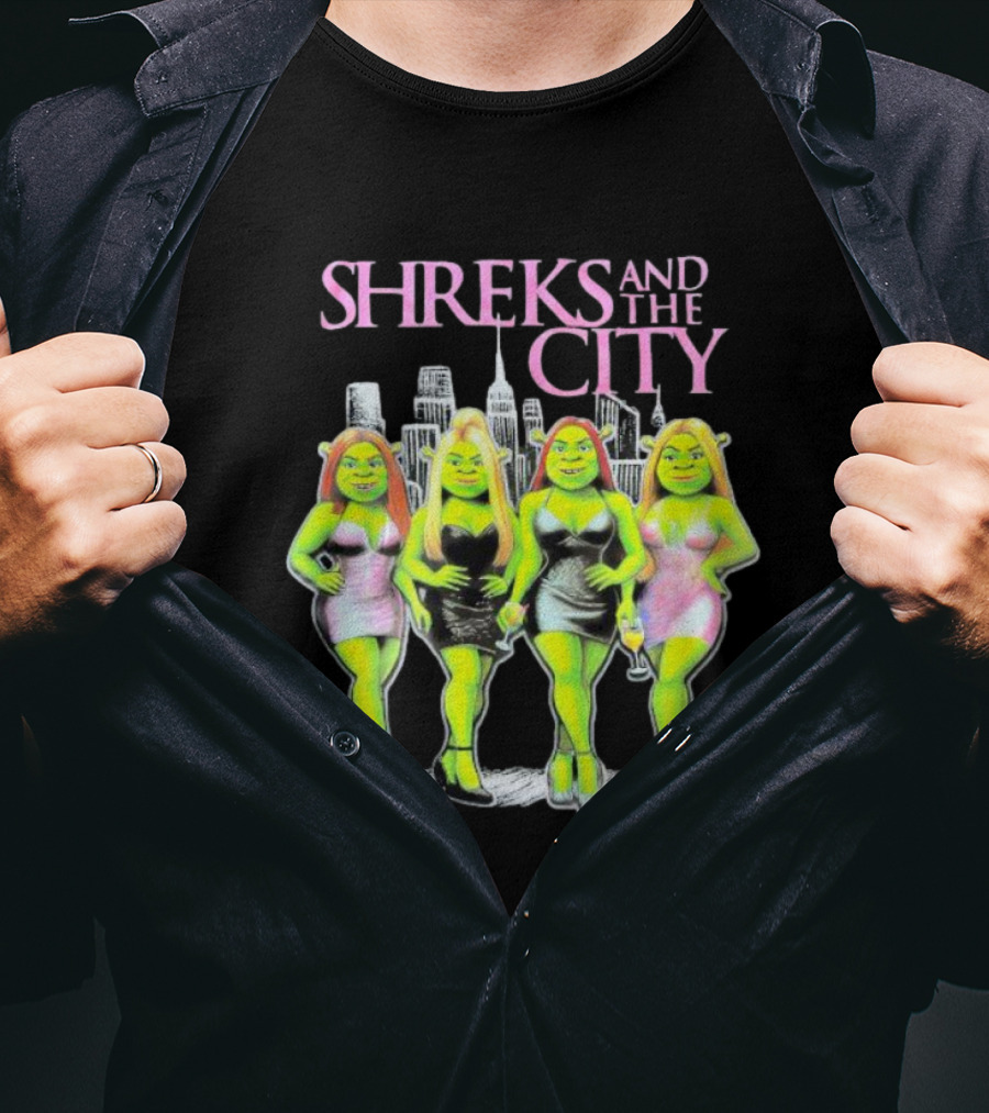 Shreks And The City Four Lady Shreks New York Skyline T-Shirt