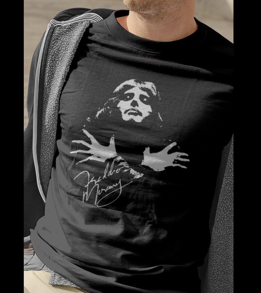 Freddie Mercury Queen Band Autograph Iconic Pose T-Shirt