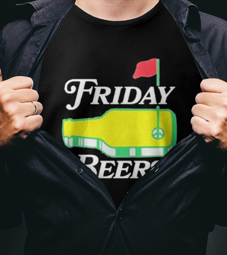 Friday Beers Golf Course Logo Flag Green Bottle T-Shirt