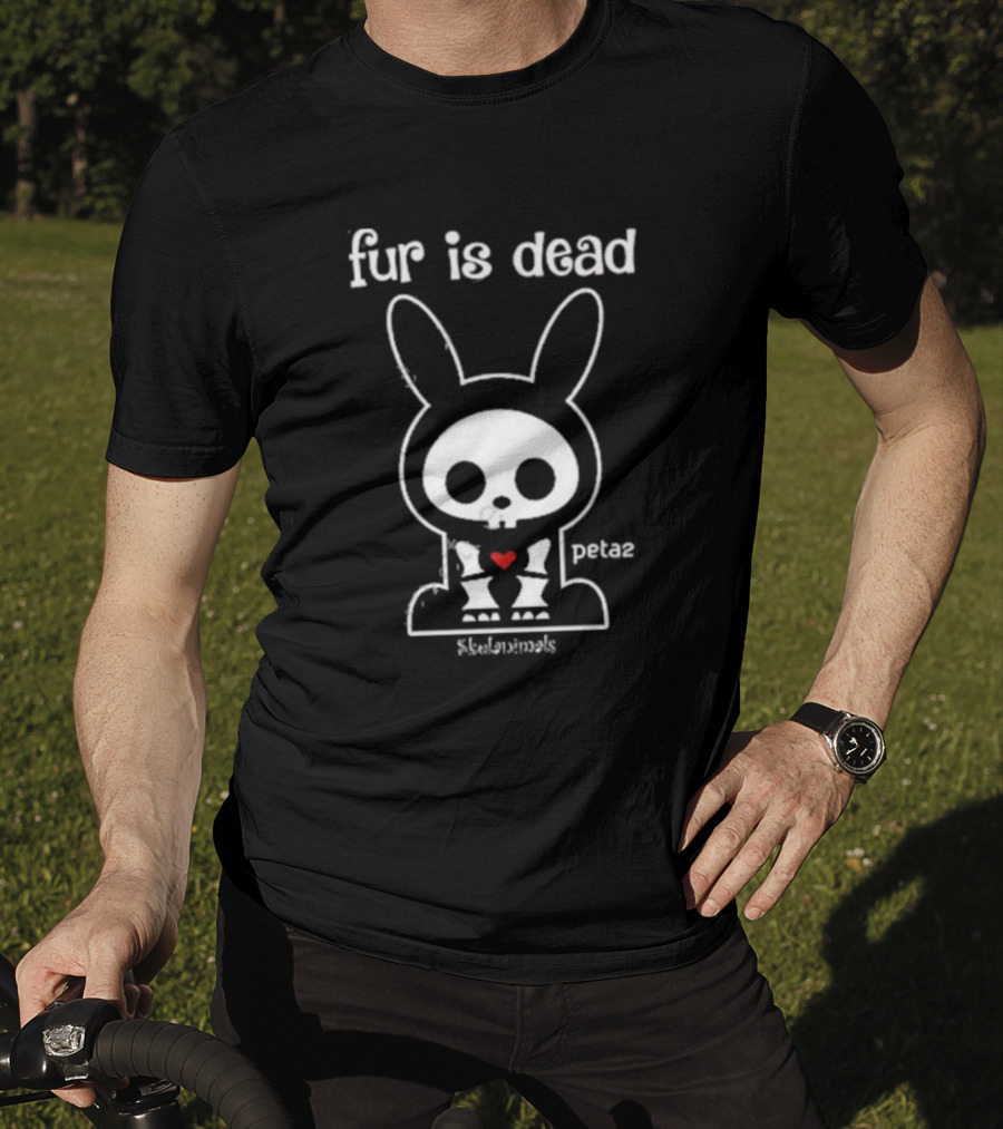 Fur Is Dead Peta2 Skelanimals Bunny With Heart T-Shirt
