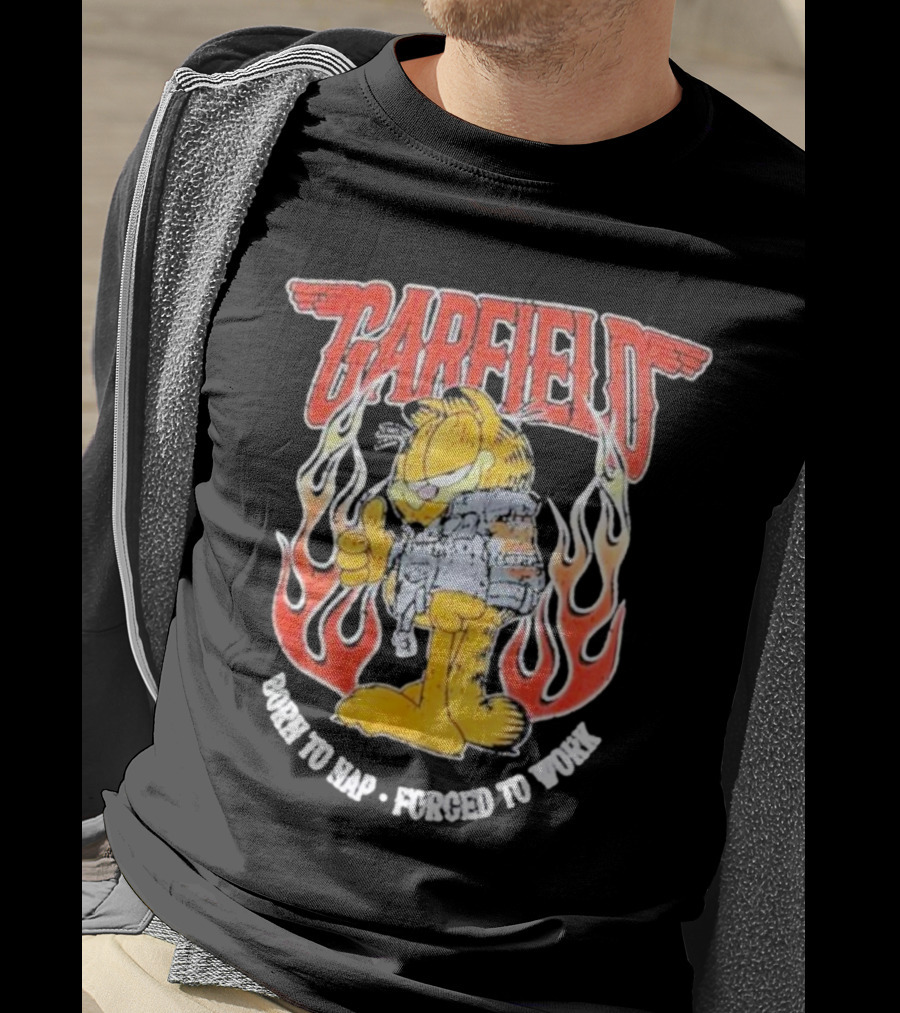 Garfield Born To Nap Forged To Work Flame Wings Backpack Thumbs Up T-Shirt