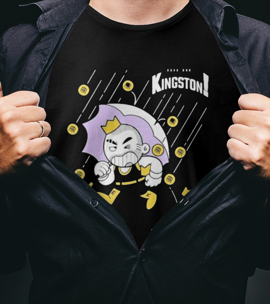 Bald Emo Kingston Character With Umbrella And Crown Symbols T-Shirt